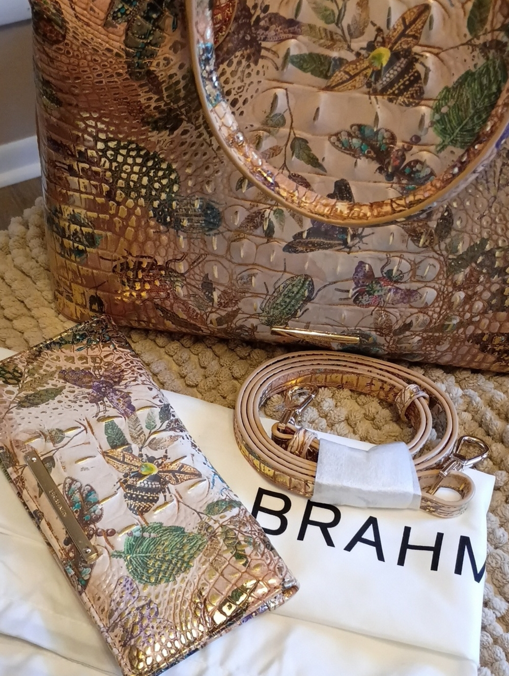 Brahmin LRG Duxbury satchel & wallet Set Hill Garden Butterfly ๐ฆ Botanical - Picture 6 of 17